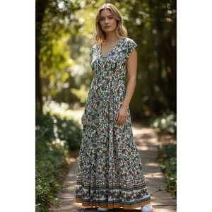 Soft Surroundings Women’s Kara Midi Dress Size XL Floral Cottage Boho Prairie